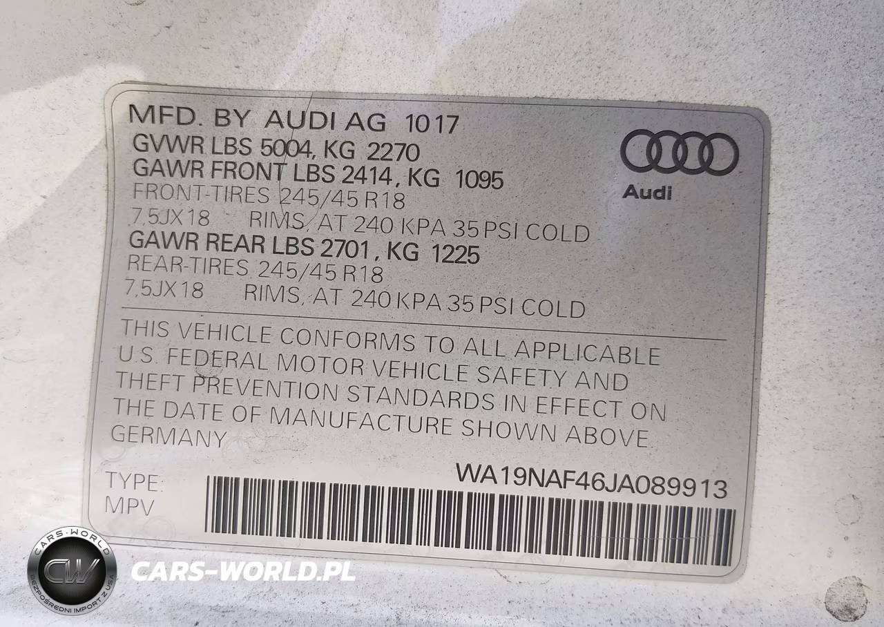 2018 Audi A4 Allroad 2.0T Premium-2.0T Tech Premium VIN:WA19NAF46JA089913 - 9