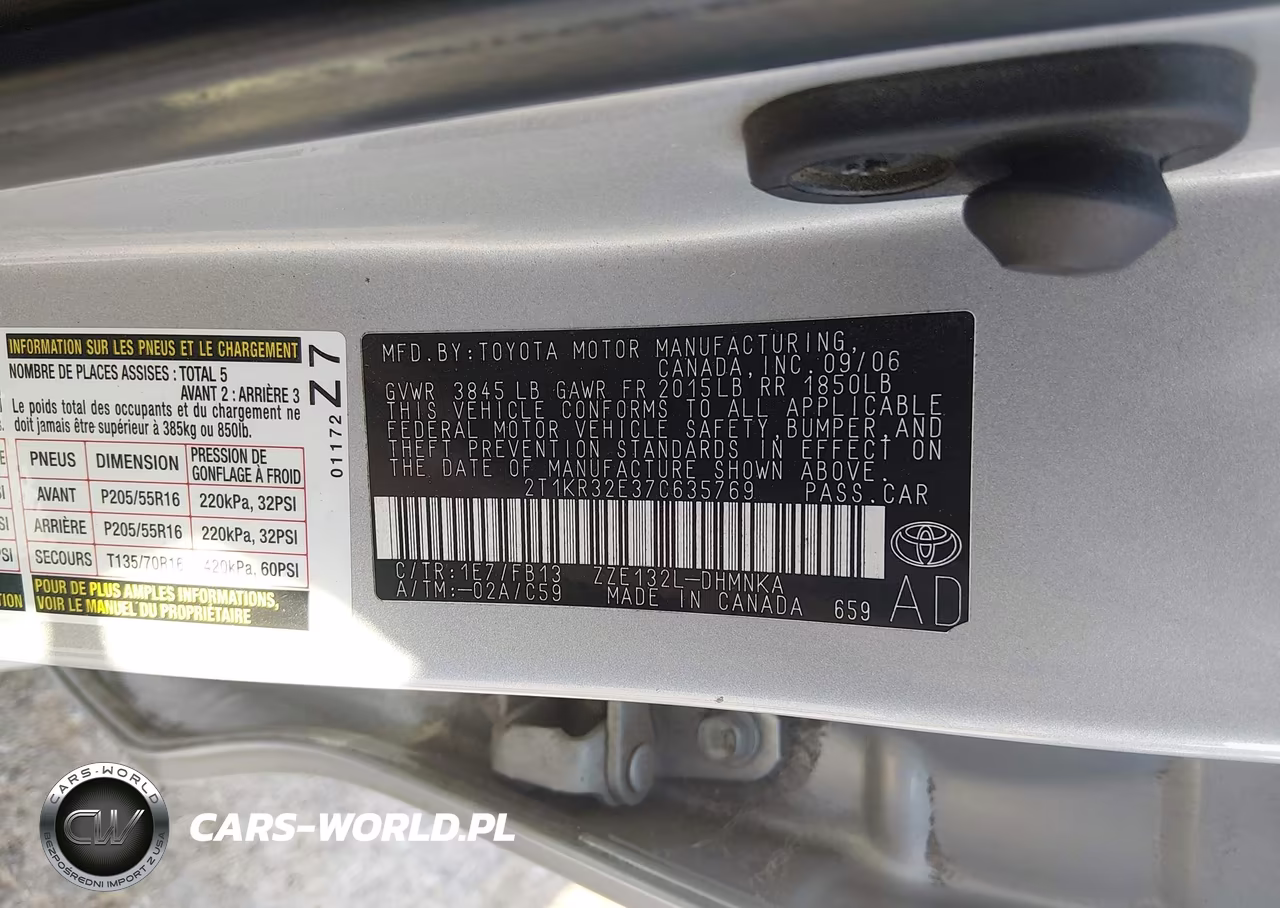 2007 Toyota Matrix Xr VIN:2T1KR32E37C635769 - 9