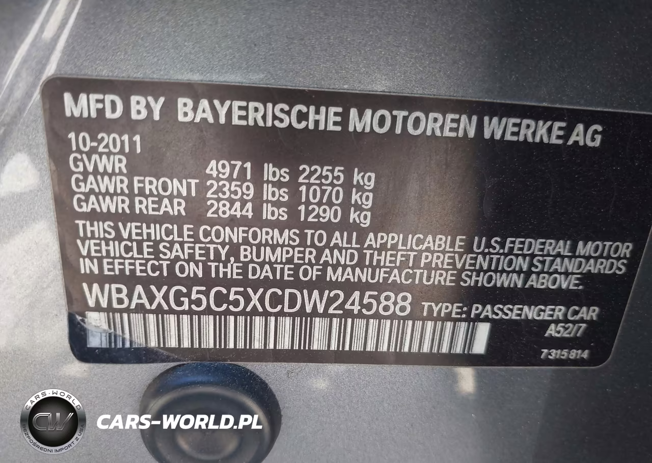2012 BMW 528I VIN:WBAXG5C5XCDW24588 - 9