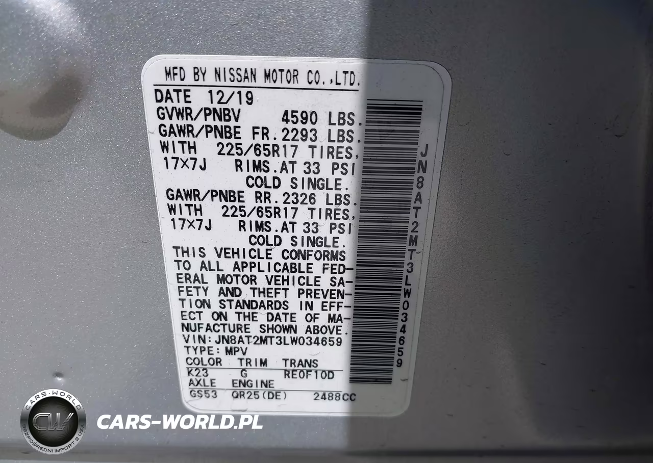 2020 Nissan Rogue S Fwd VIN:JN8AT2MT3LW034659 - 9