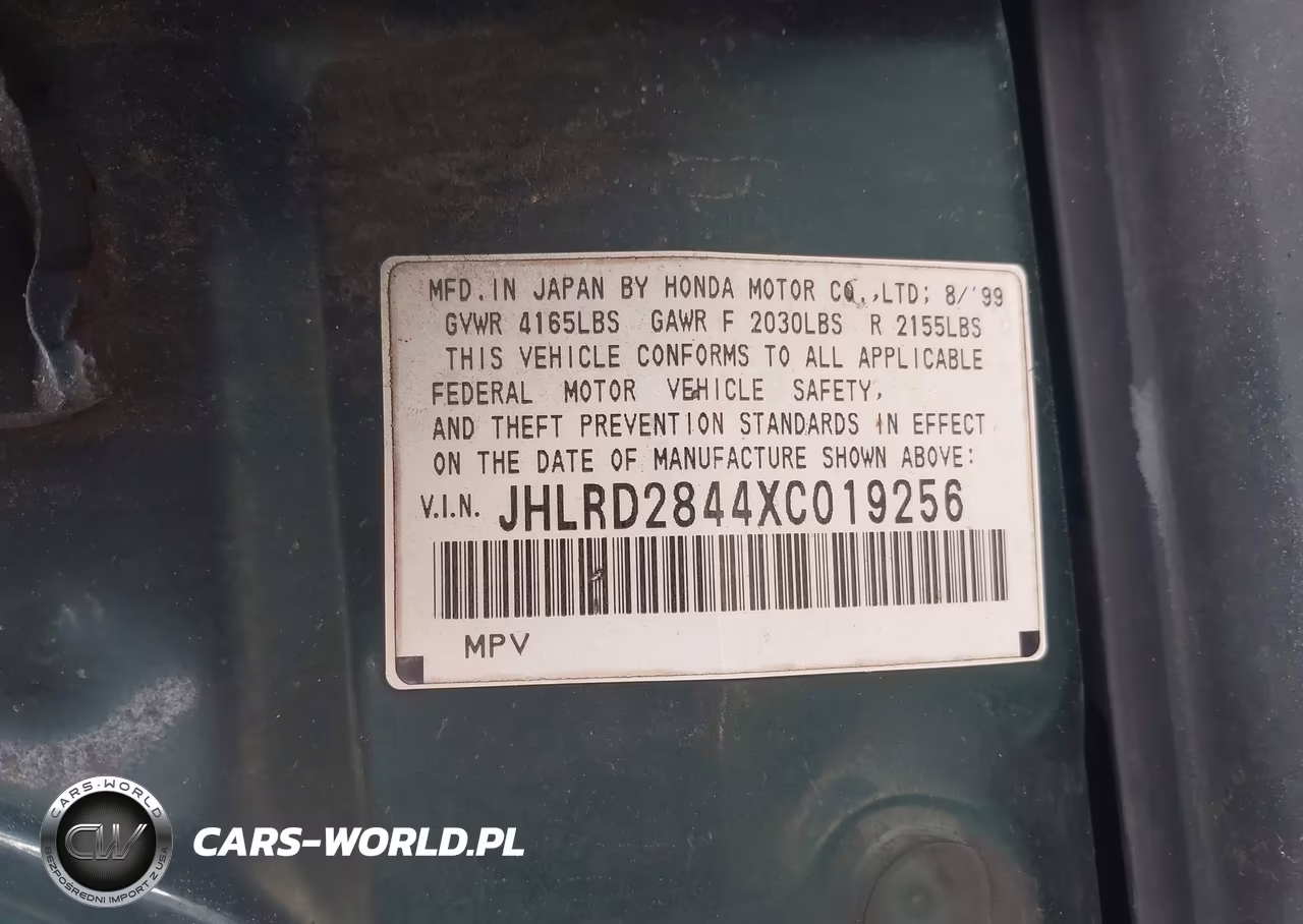 1999 Honda Cr-V Lx VIN:JHLRD2844XC019256 - 9