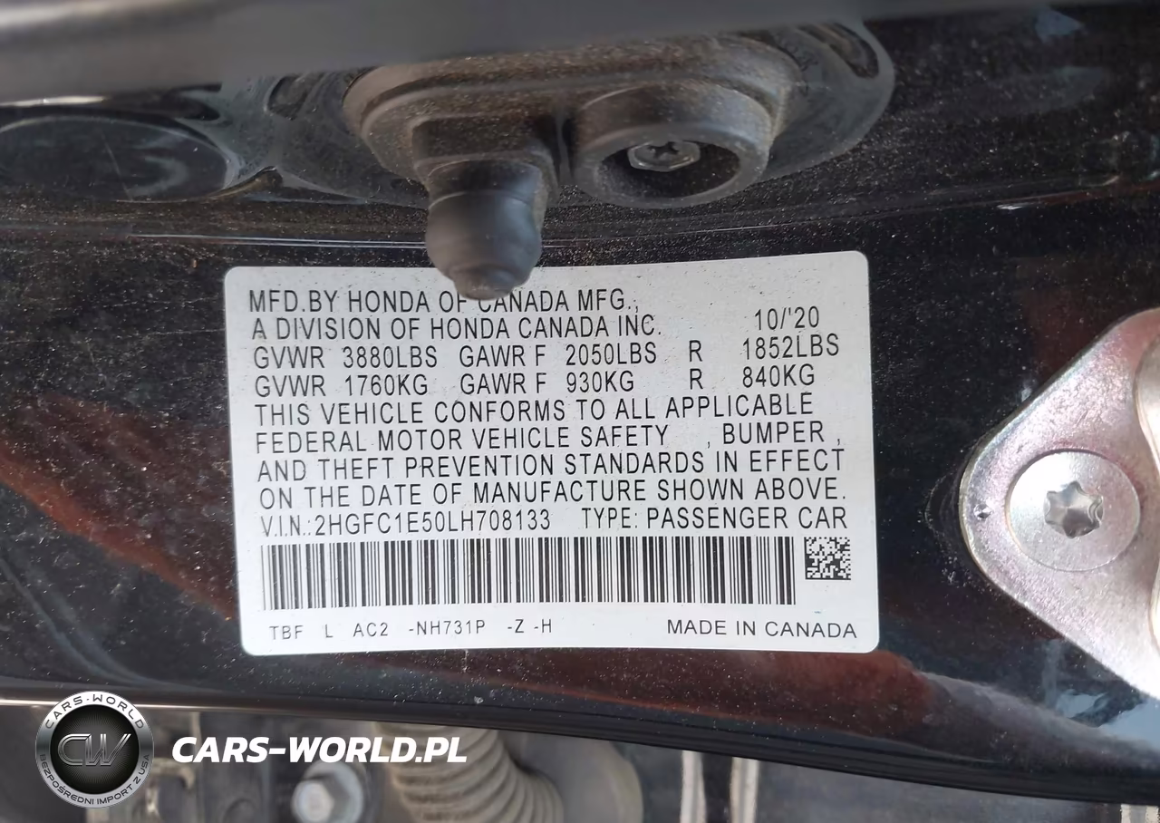 2020 Honda Civic Si Sedan VIN:2HGFC1E50LH708133 - 9