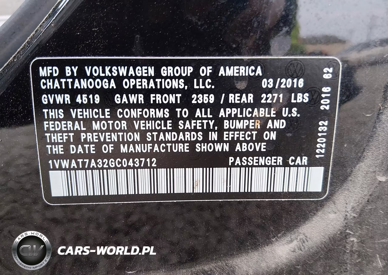 2016 Volkswagen Passat 1.8T S VIN:1VWAT7A32GC043712 - 9