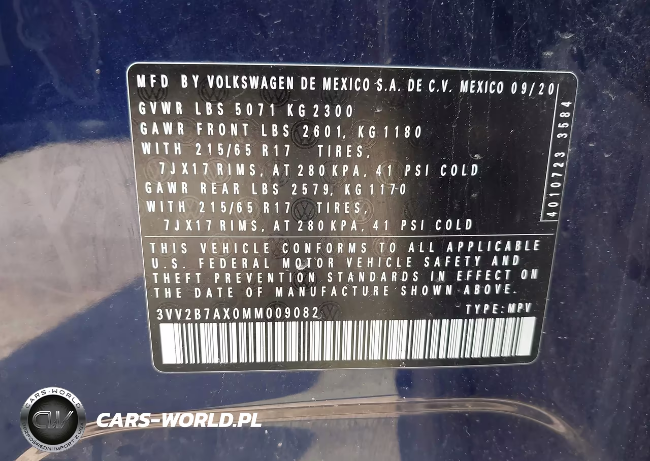2021 Volkswagen Tiguan 2.0T Se-2.0T Se R-Line Black-2.0T Sel VIN:3VV2B7AX0MM009082 - 9