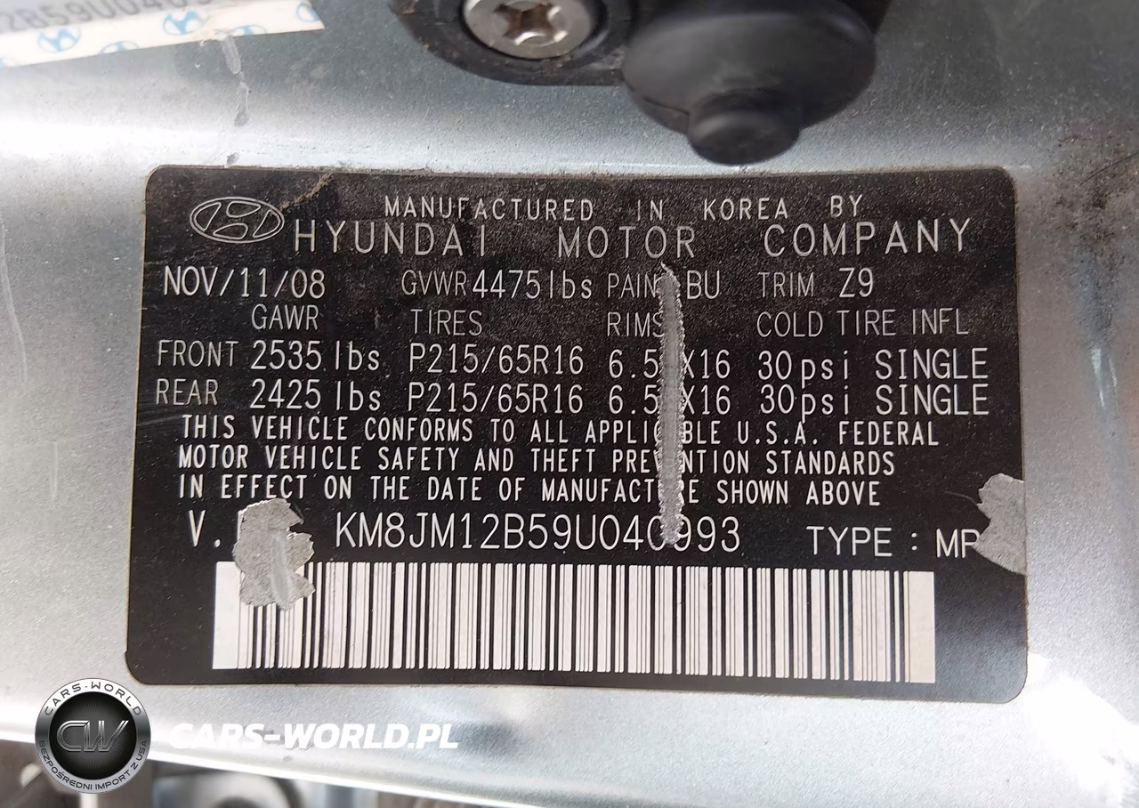 2009 Hyundai Tucson Gls VIN:KM8JM12B59U040993 - 9
