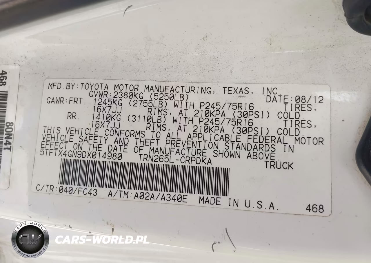 2013 Toyota Tacoma Prerunner VIN:5TFTX4GN9DX014980 - 9