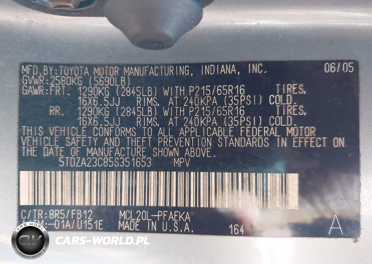 2005 Toyota Sienna Le VIN:5TDZA23C85S351653 - 9