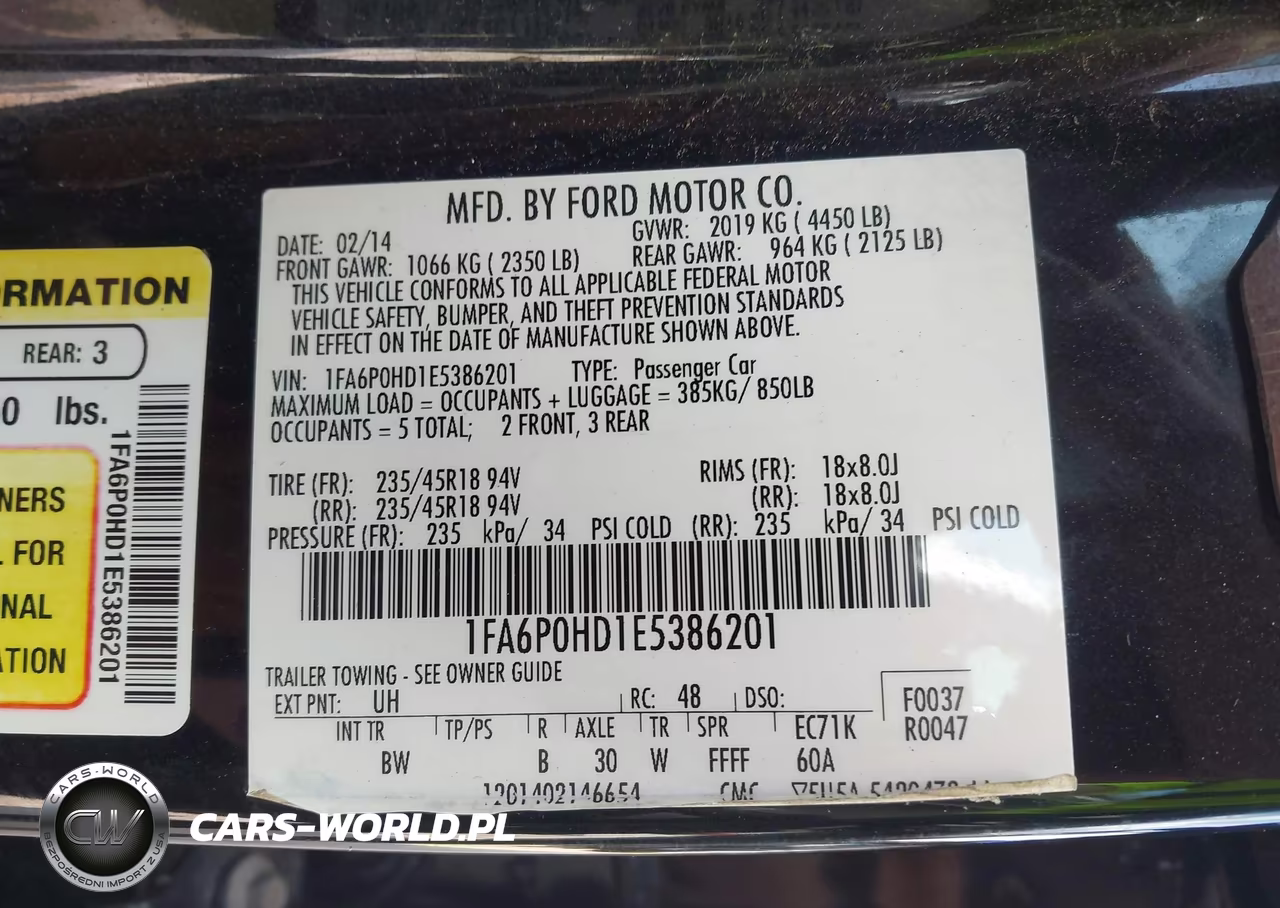 2014 Ford Fusion Se VIN:1FA6P0HD1E5386201 - 9