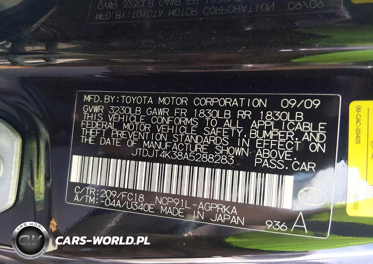 2010 Toyota Yaris VIN:JTDJT4K38A5288283 - 9