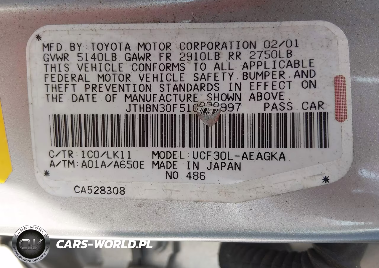 2001 Lexus Ls 430 VIN:JTHBN30F510030997 - 9