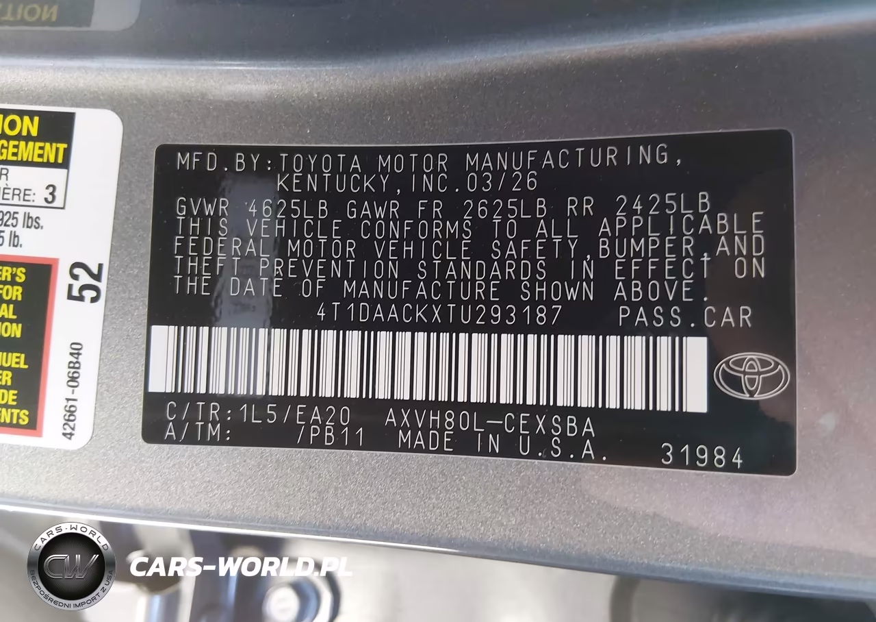 2026 Toyota Camry Se VIN:4T1DAACKXTU293187 - 9