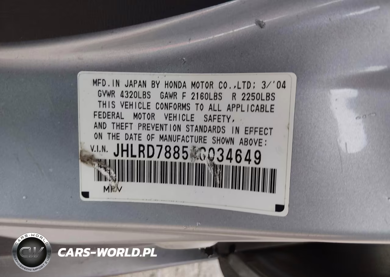 2004 Honda Cr-V Ex VIN:JHLRD78854C034649 - 9