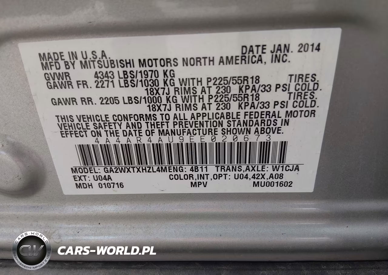2014 Mitsubishi Outlander Sport Se VIN:4A4AR4AU9EE020673 - 9