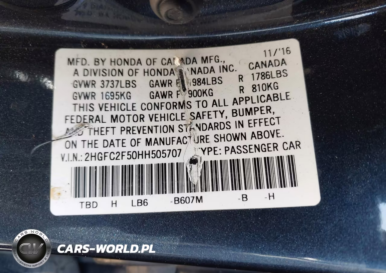 2017 Honda Civic Lx VIN:2HGFC2F50HH505707 - 9