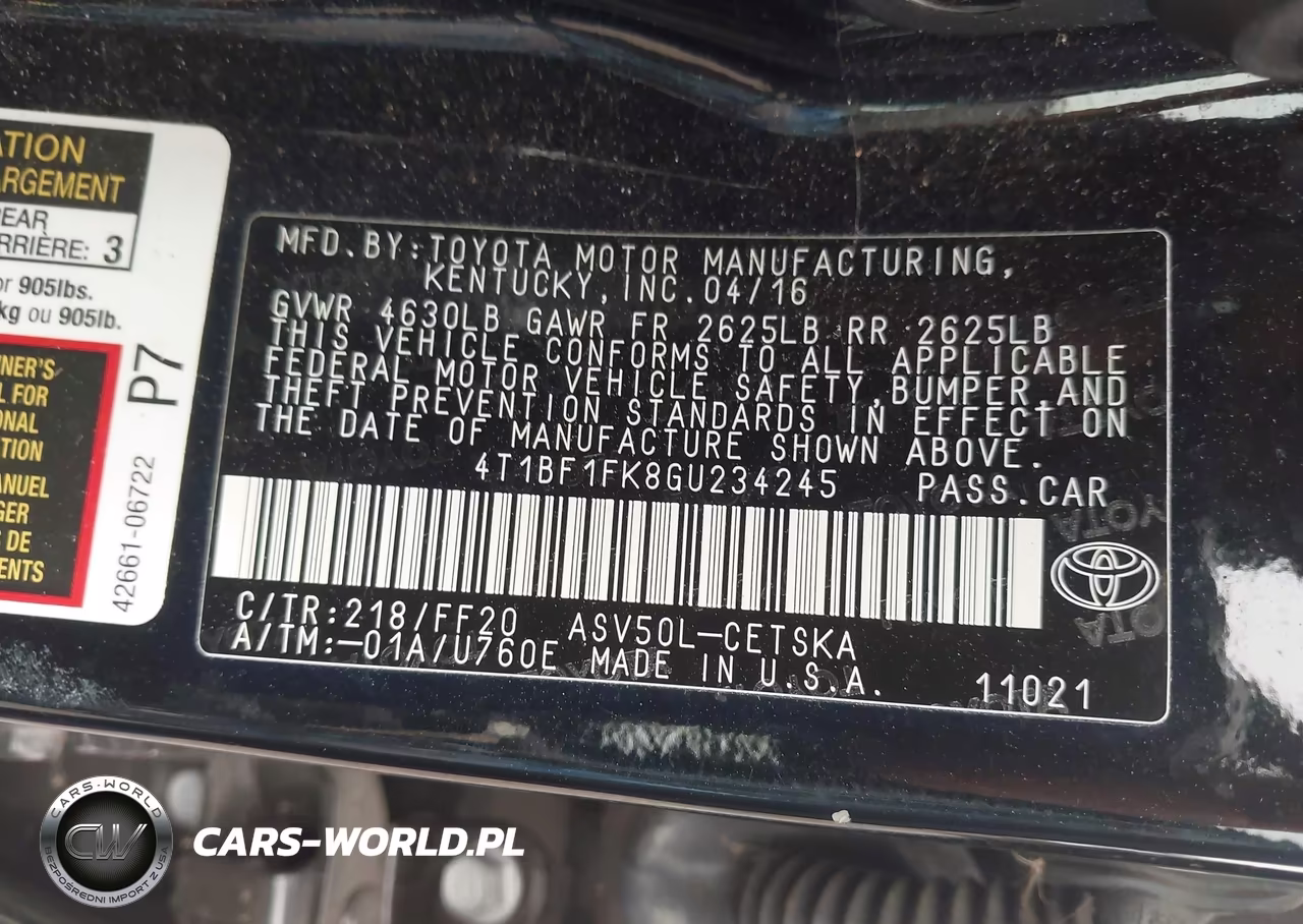 2016 Toyota Camry Se VIN:4T1BF1FK8GU234245 - 9