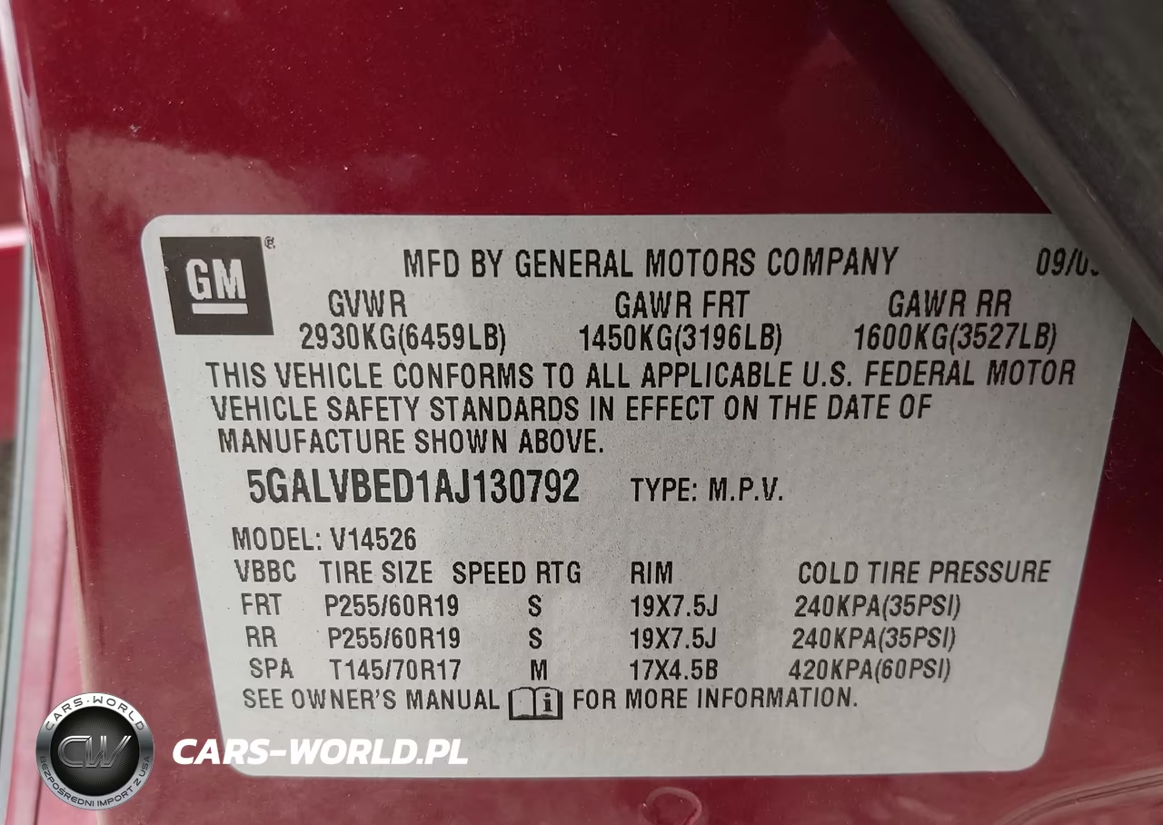 2010 Buick Enclave 1Xl VIN:5GALVBED1AJ130792 - 9