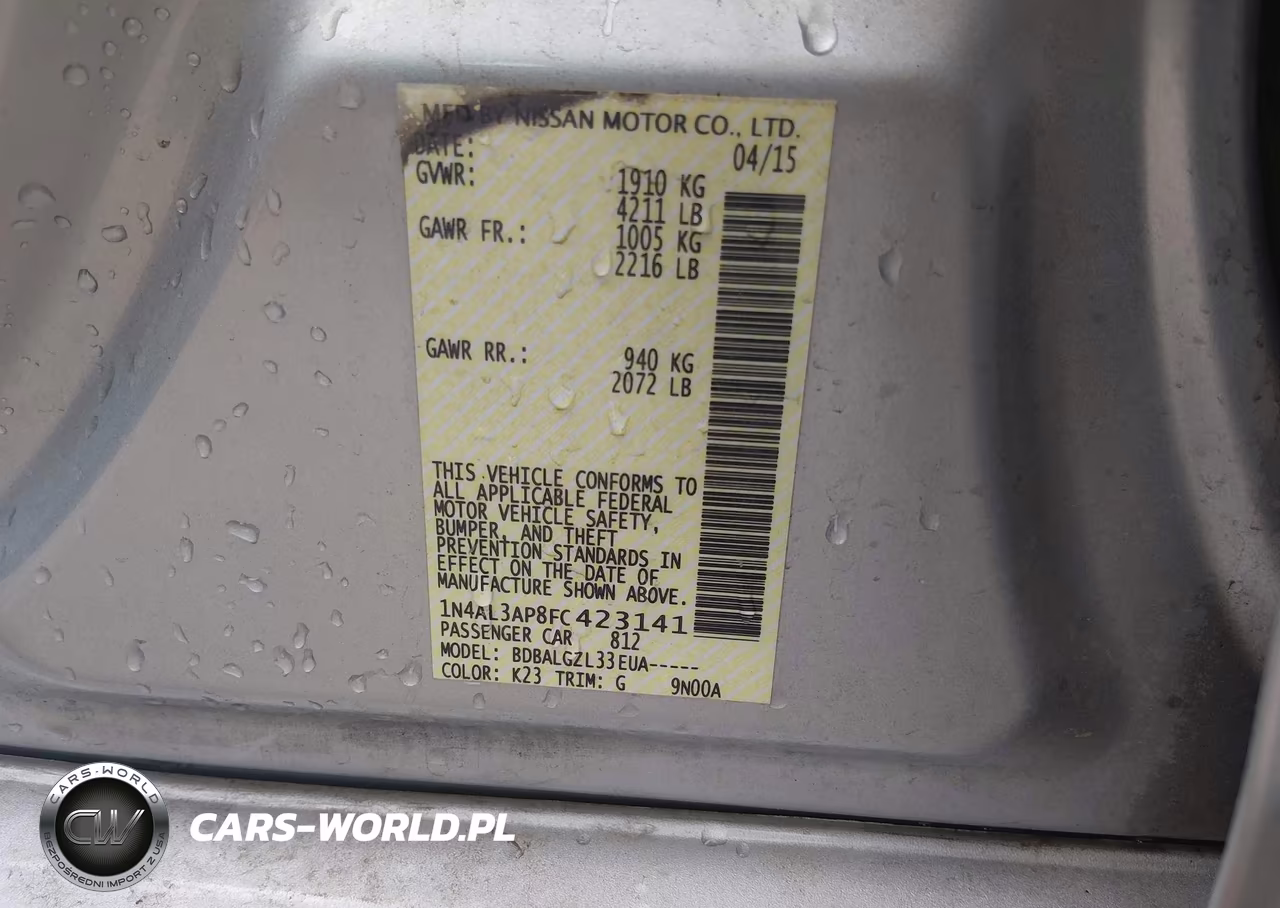 2015 Nissan Altima 2.5-2.5 S-2.5 Sl-2.5 Sv VIN:1N4AL3AP8FC423141 - 9