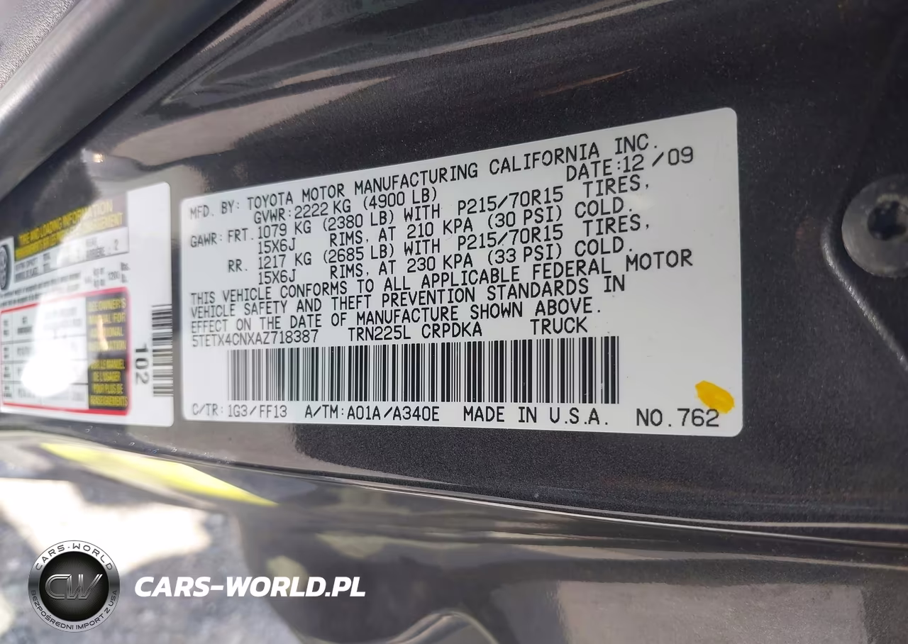 2010 Toyota Tacoma VIN:5TETX4CNXAZ718387 - 9