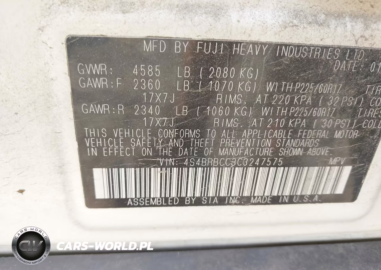 2012 Subaru Outback 2.5I Premium VIN:4S4BRBCC3C3247575 - 9