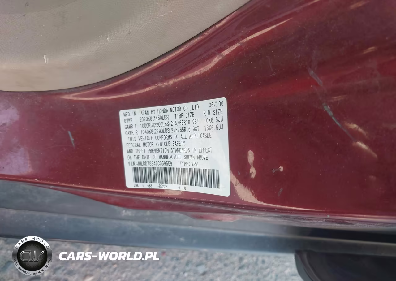 2006 Honda Cr-V Ex VIN:JHLRD78846C059559 - 9