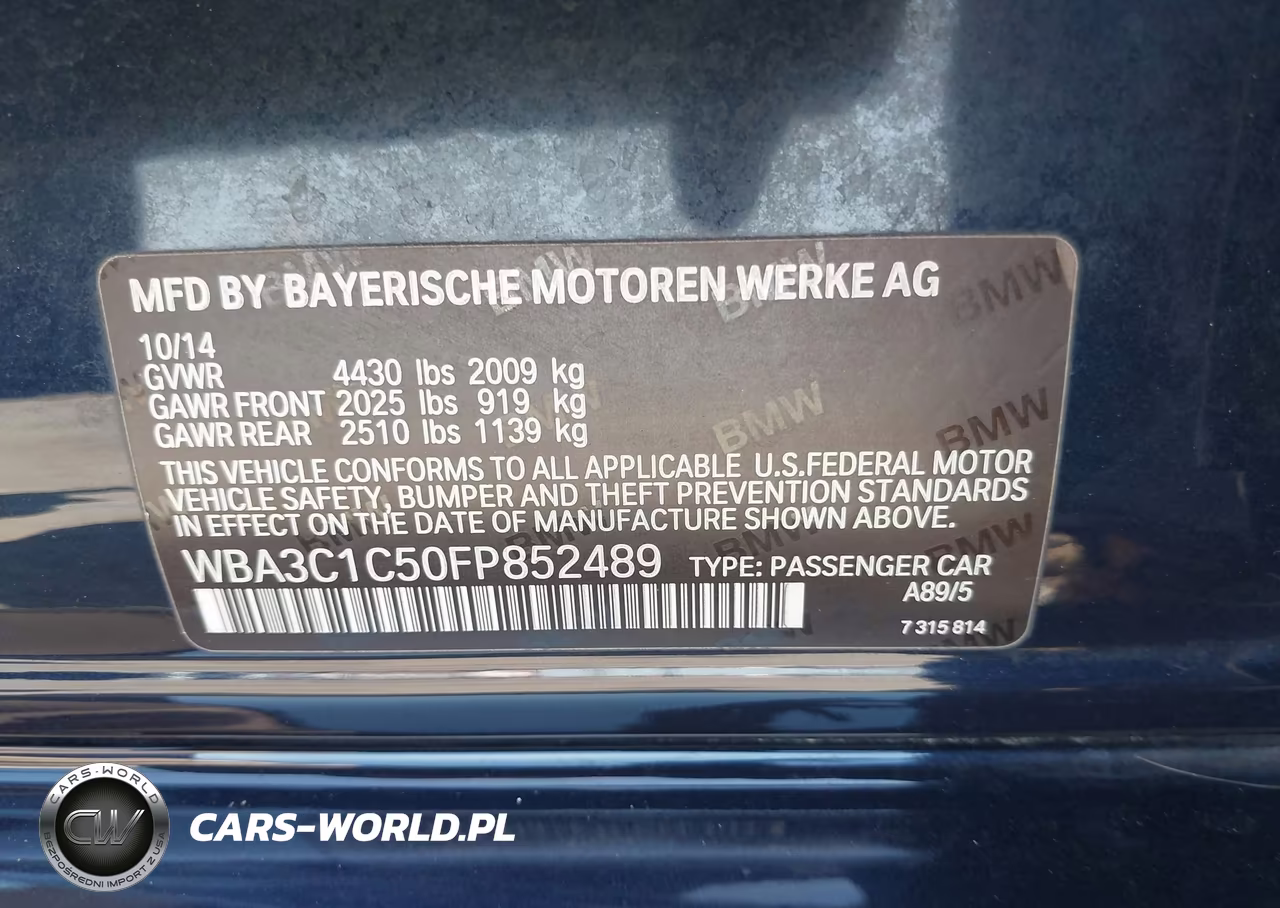 2015 BMW 328I VIN:WBA3C1C50FP852489 - 9