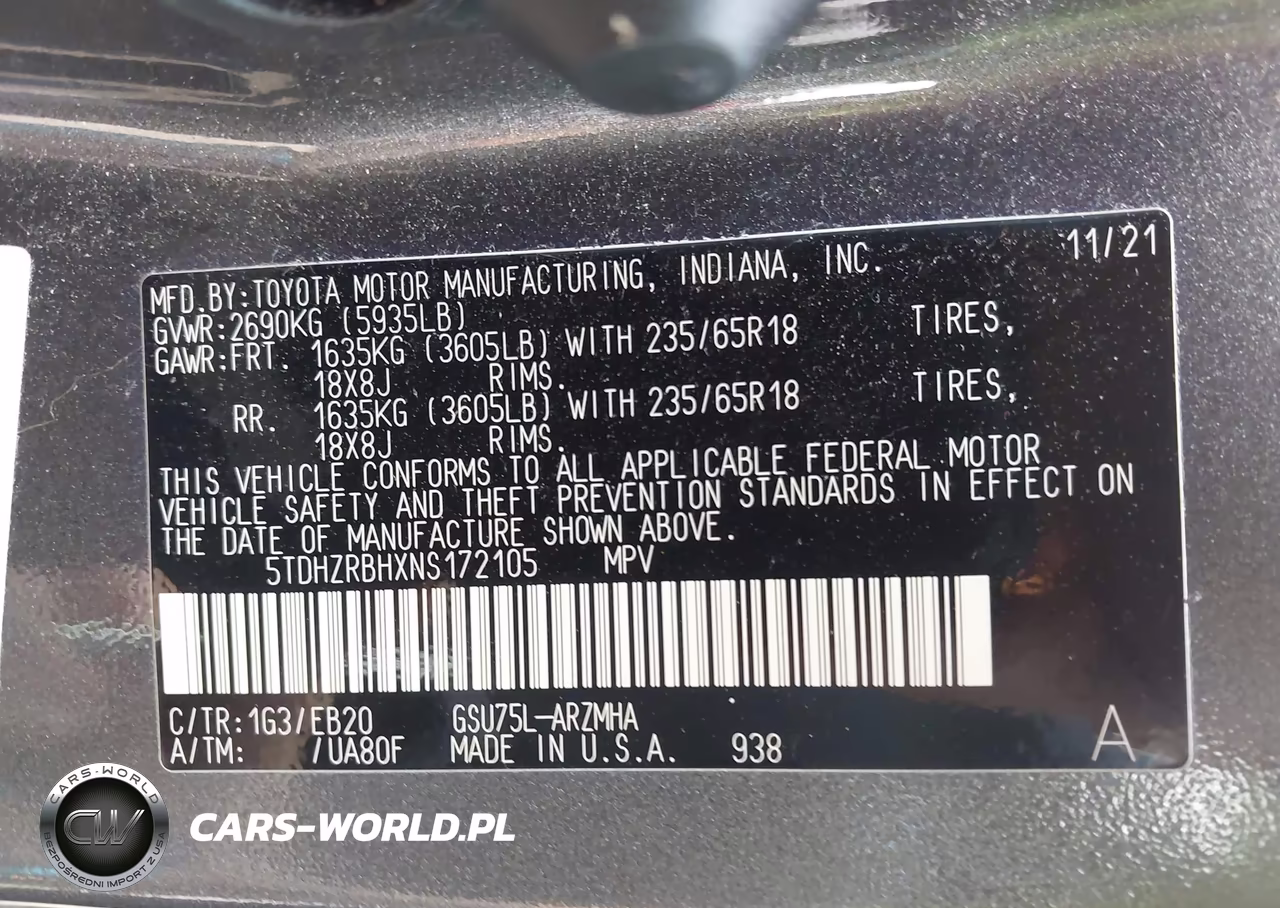 2022 Toyota Highlander Xle VIN:5TDHZRBHXNS172105 - 9