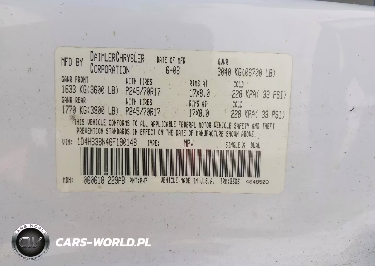 2006 Dodge Durango Sxt VIN:1D4HB38N46F190148 - 9