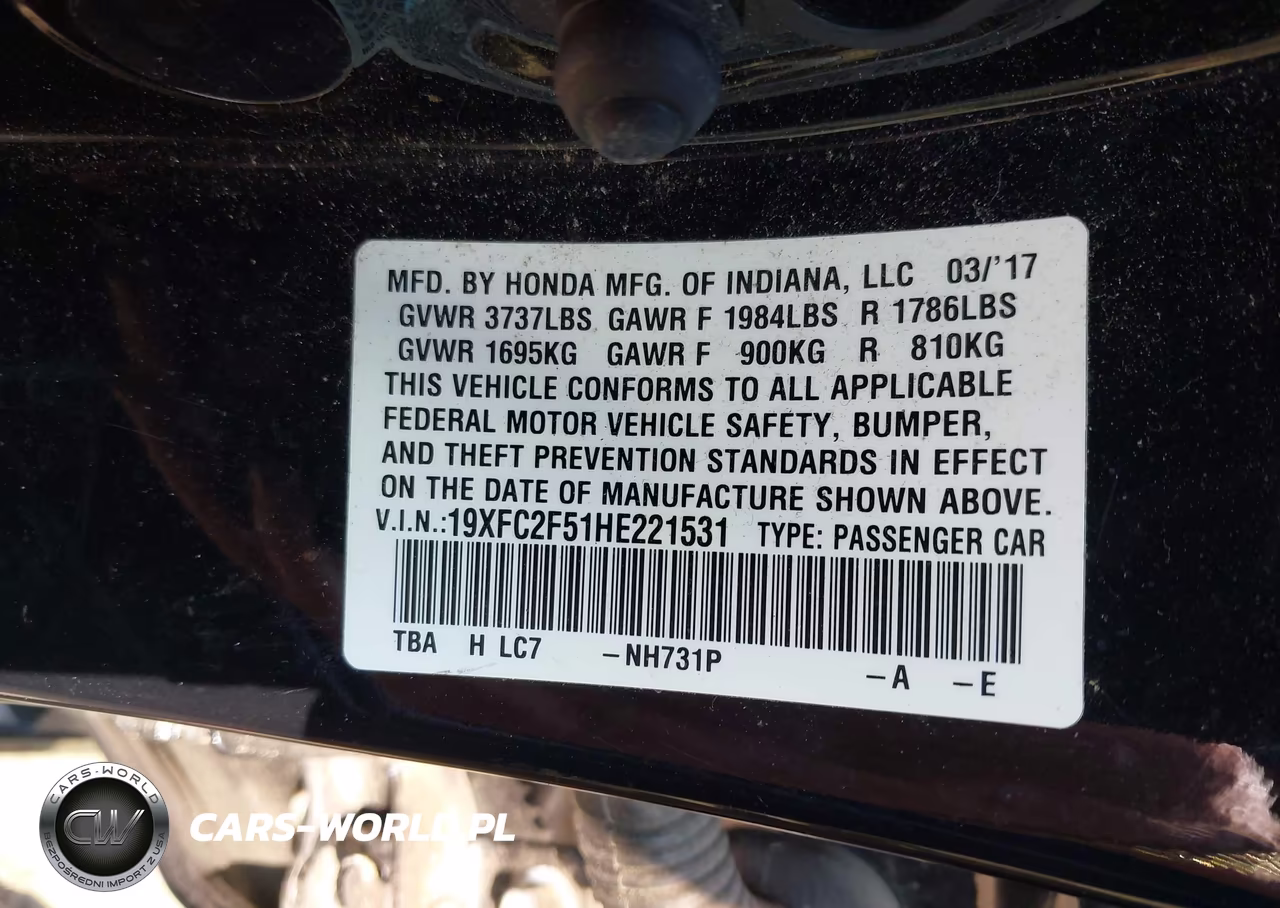 2017 Honda Civic Lx VIN:19XFC2F51HE221531 - 8
