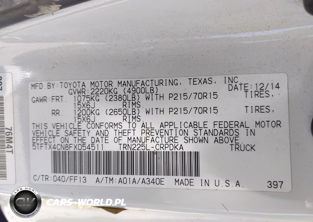 2015 Toyota Tacoma VIN:5TFTX4CN8FX054511 - 9