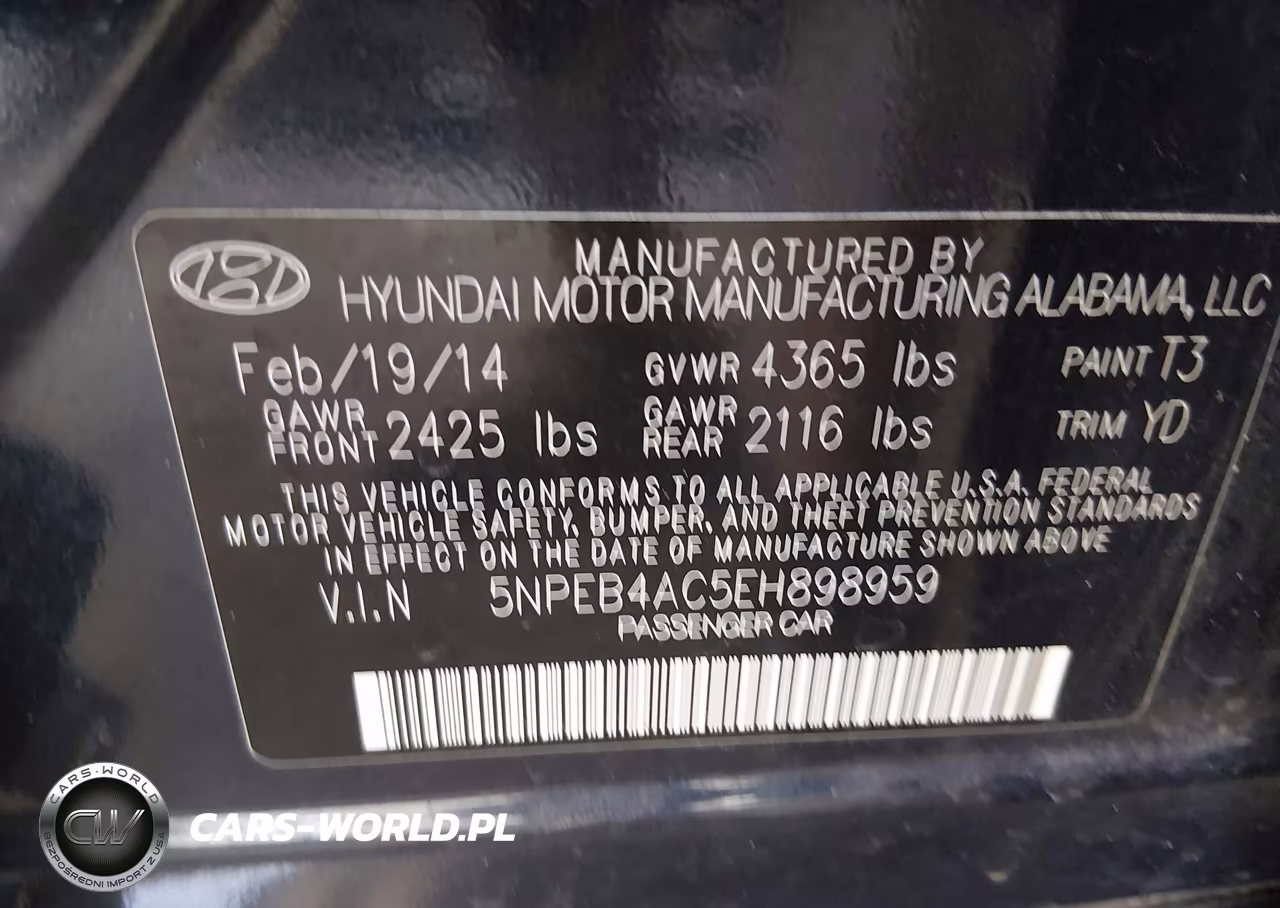 2014 Hyundai Sonata Gls VIN:5NPEB4AC5EH898959 - 9