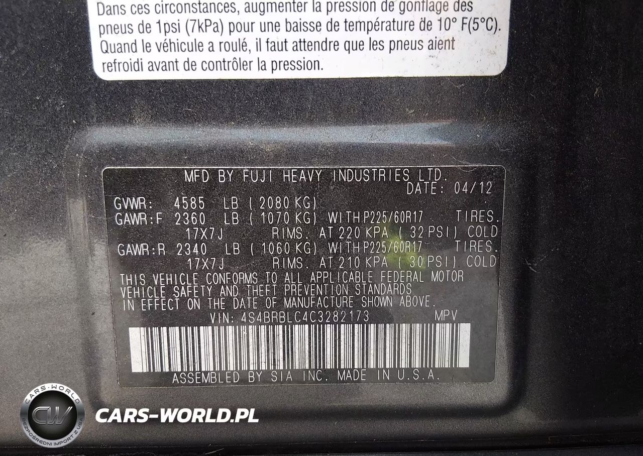 2012 Subaru Outback 2.5I Limited VIN:4S4BRBLC4C3282173 - 9