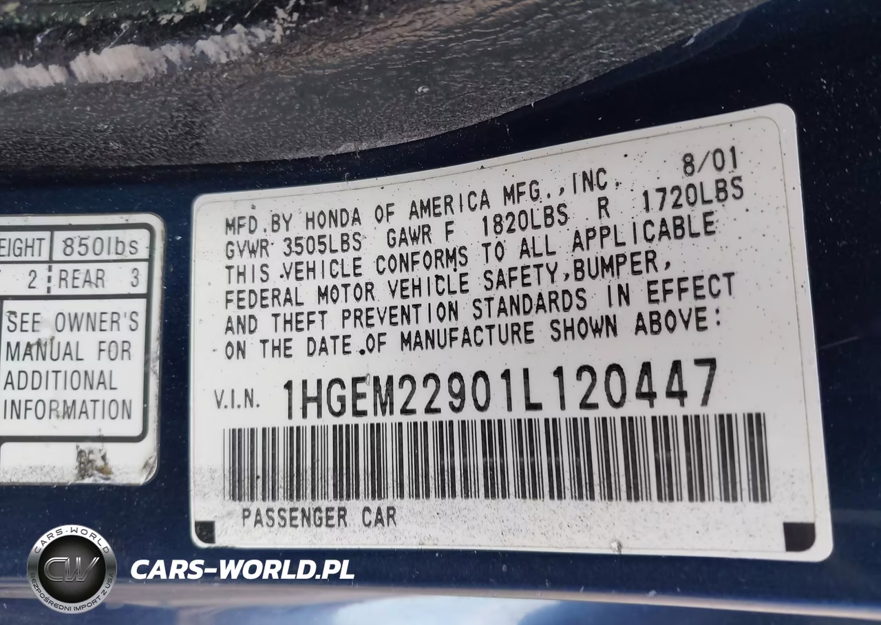 2001 Honda Civic Ex VIN:1HGEM22901L120447 - 9