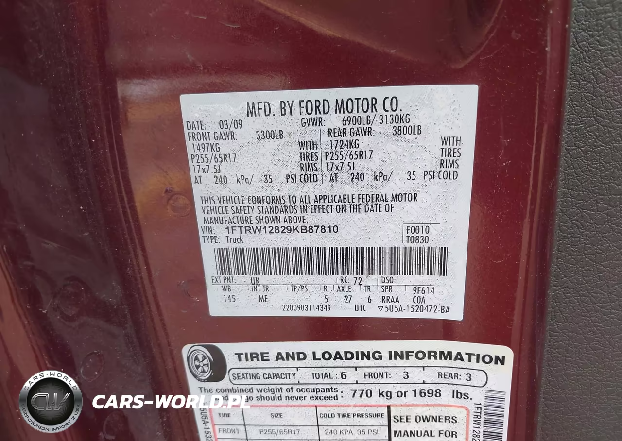 2009 Ford F-150 Xl-Xlt VIN:1FTRW12829KB87810 - 9