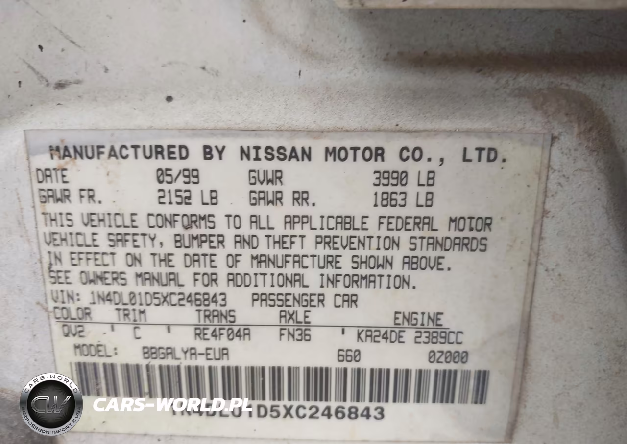 1999 Nissan Altima Gle-Gxe-Se-Se-L-Xe VIN:1N4DL01D5XC246843 - 9
