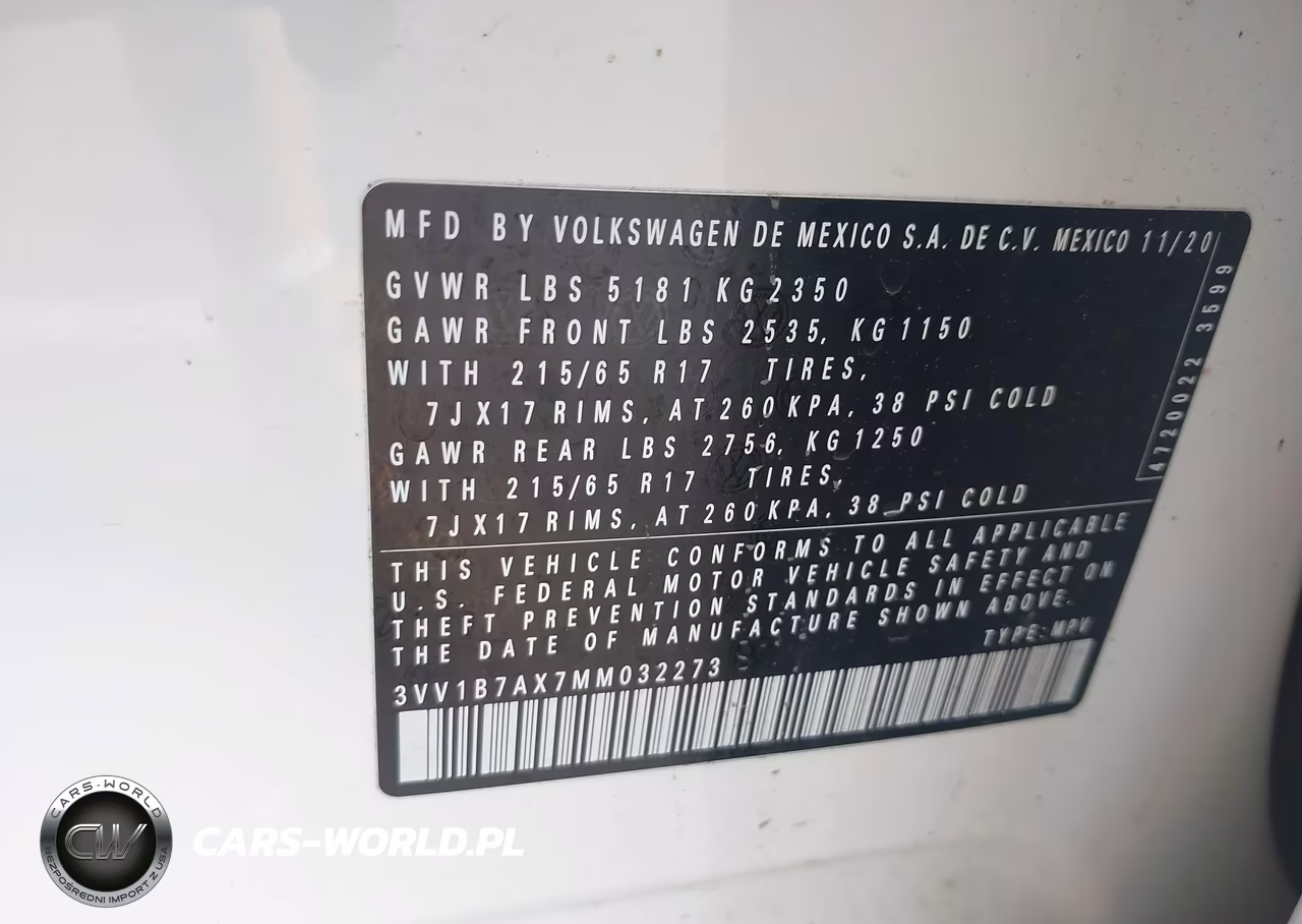 2021 Volkswagen Tiguan 2.0T S VIN:3VV1B7AX7MM032273 - 9