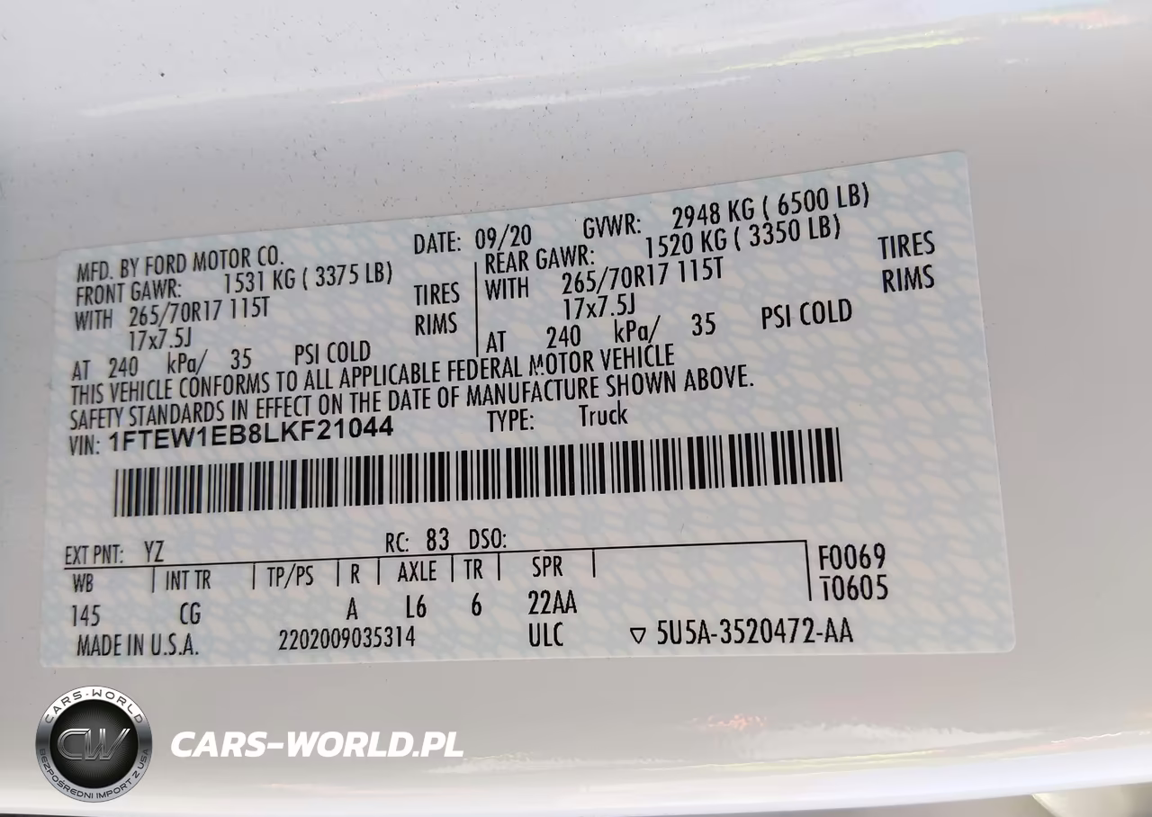 2020 Ford F-150 Xl VIN:1FTEW1EB8LKF21044 - 9