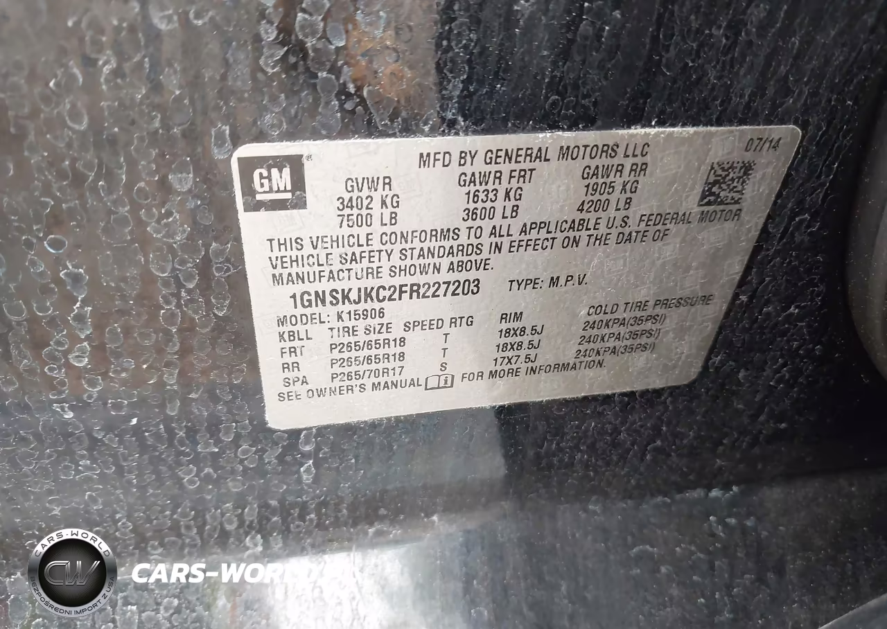 2015 Chevrolet Suburban Lt VIN:1GNSKJKC2FR227203 - 9