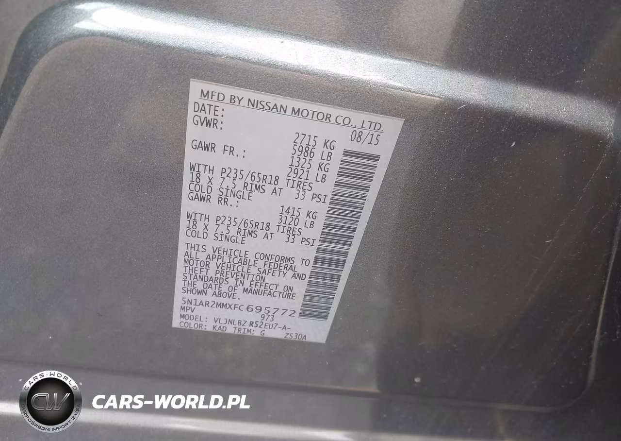 2015 Nissan Pathfinder S VIN:5N1AR2MMXFC695772 - 9