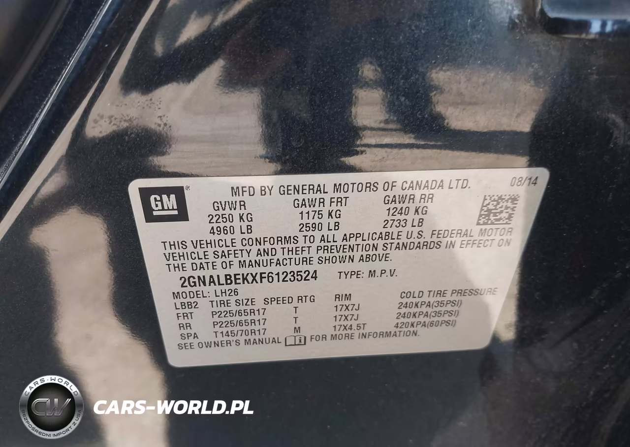 2015 Chevrolet Equinox Lt VIN:2GNALBEKXF6123524 - 9