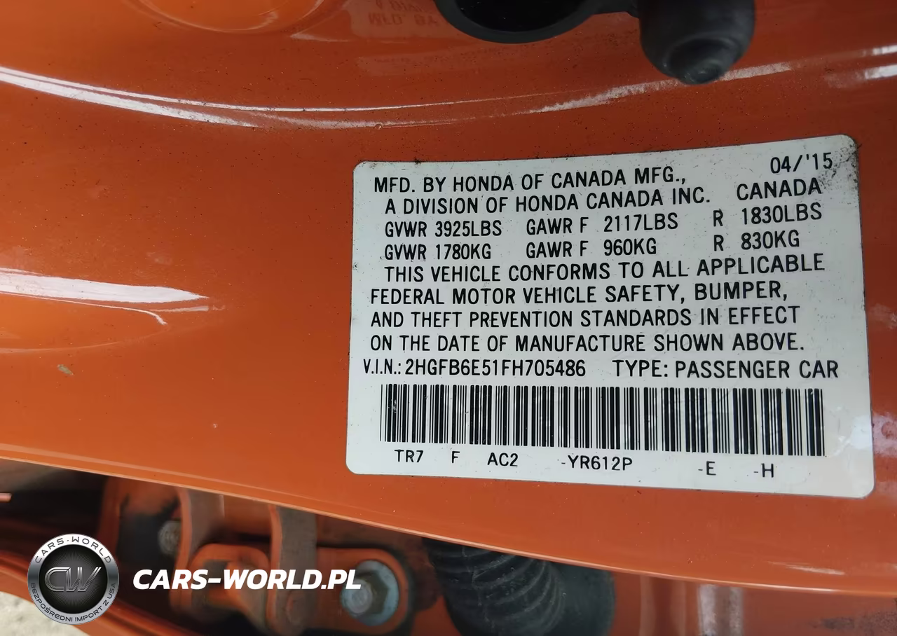 2015 Honda Civic Si VIN:2HGFB6E51FH705486 - 9