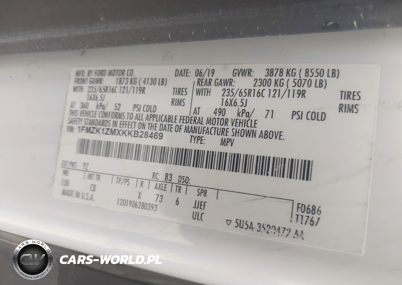 2019 Ford Transit-150 Xl VIN:1FMZK1ZMXKKB28469 - 9
