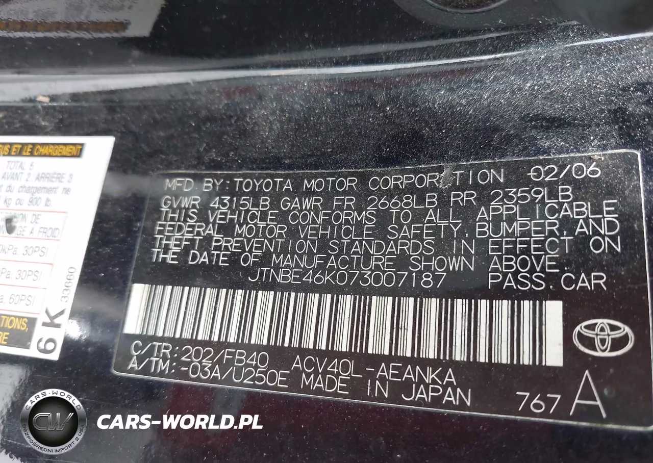 2007 Toyota Camry Le VIN:JTNBE46K073007187 - 9