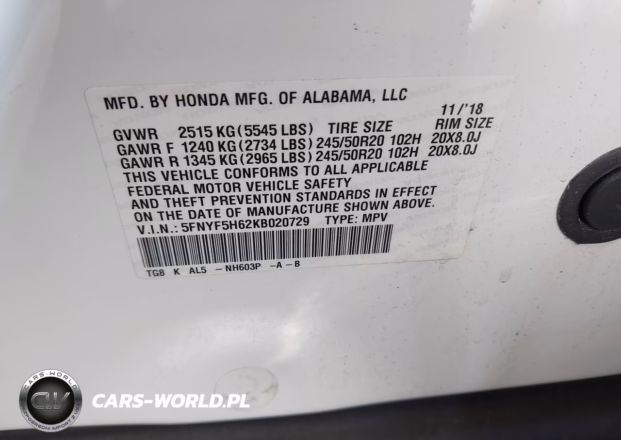 2019 Honda Pilot Touring VIN:5FNYF5H62KB020729 - 9