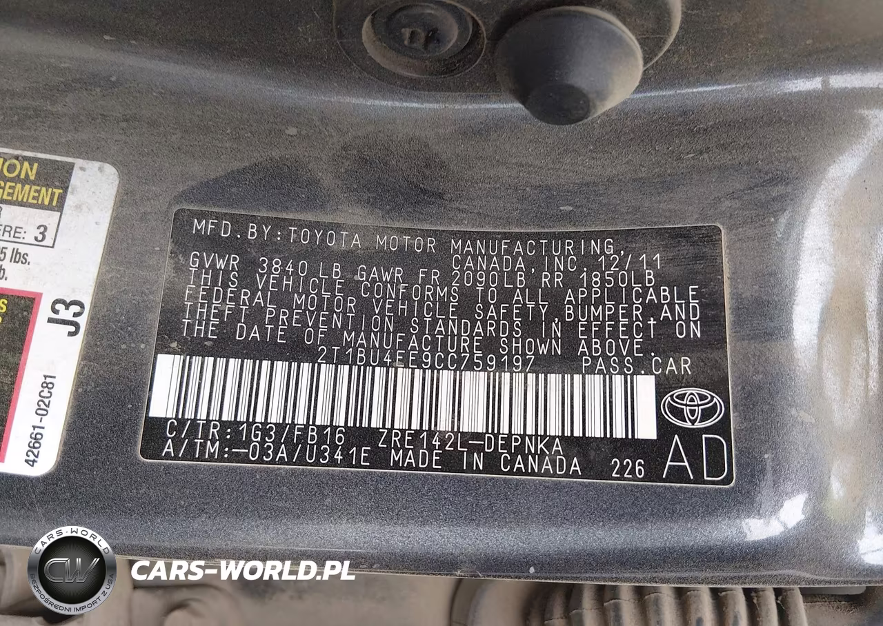 2012 Toyota Corolla Le VIN:2T1BU4EE9CC759197 - 9