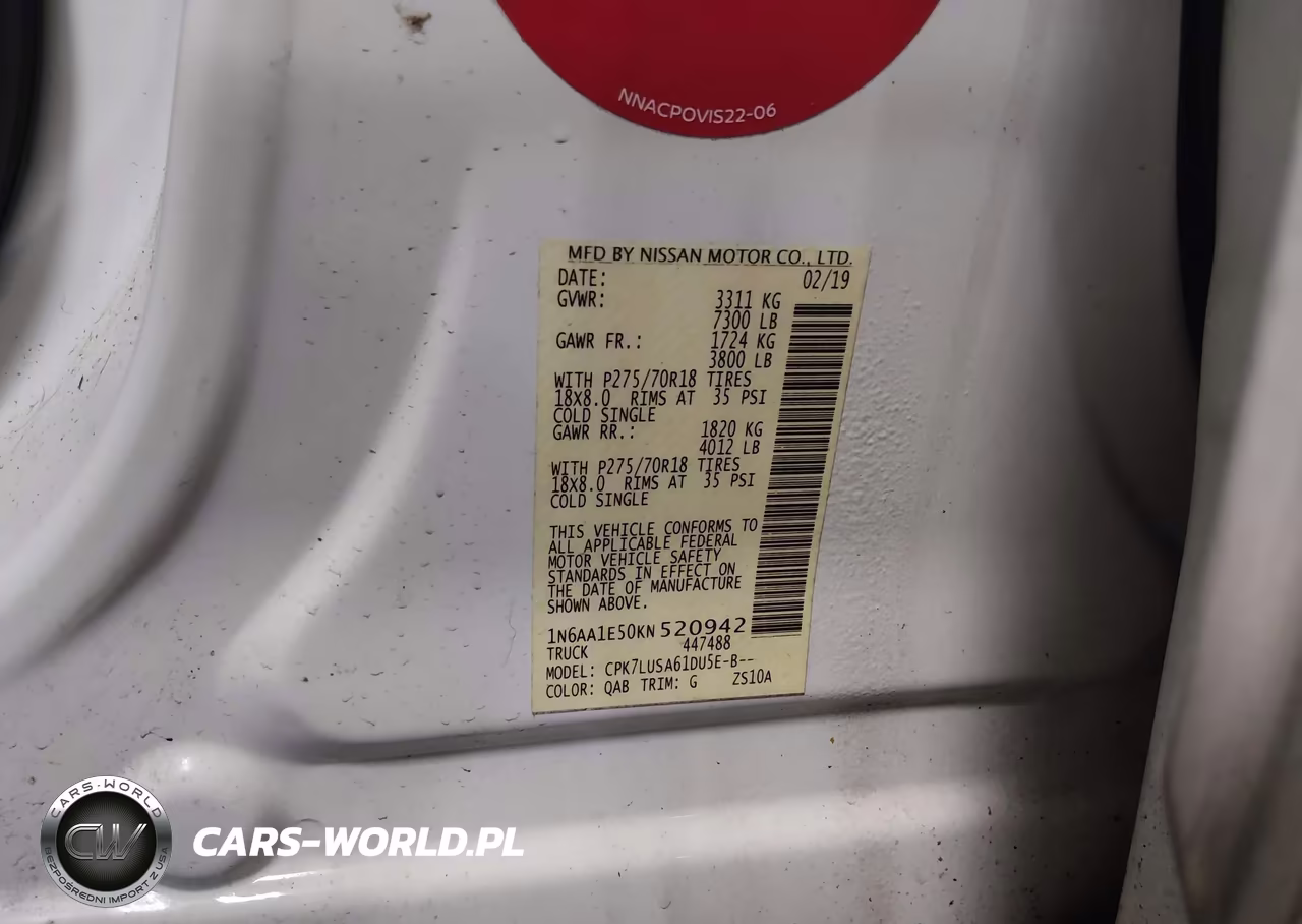 2019 Nissan Titan Pro-4X VIN:1N6AA1E50KN520942 - 9