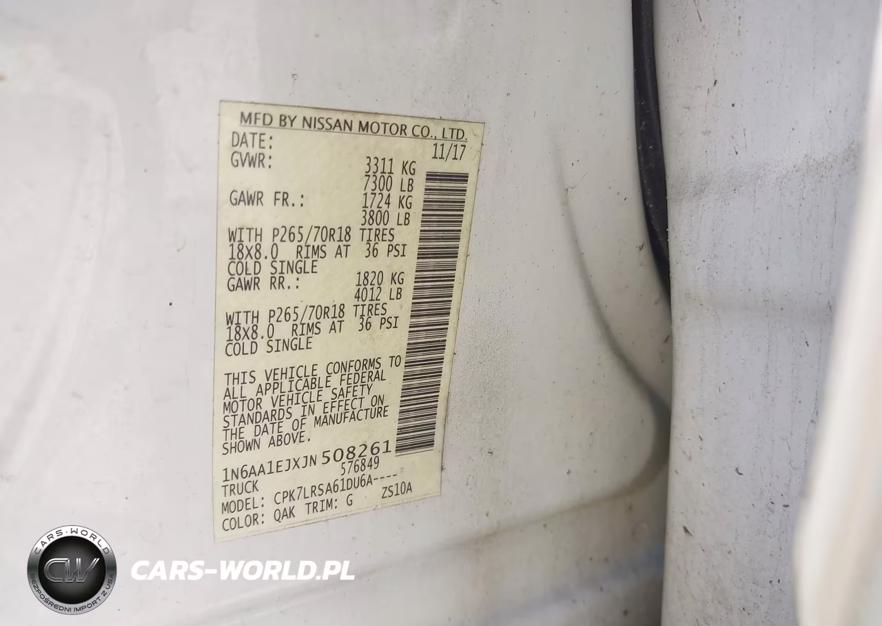 2018 Nissan Titan S VIN:1N6AA1EJXJN508261 - 9