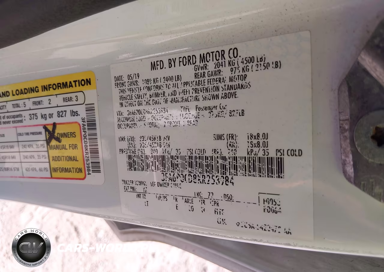 2019 Ford Fusion Sel VIN:3FA6P0CD8KR253984 - 9