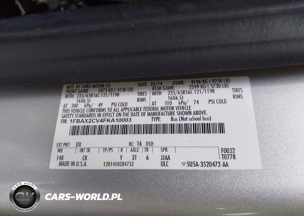 2015 Ford Transit-350 VIN:1FBAX2CV4FKA10003 - 8