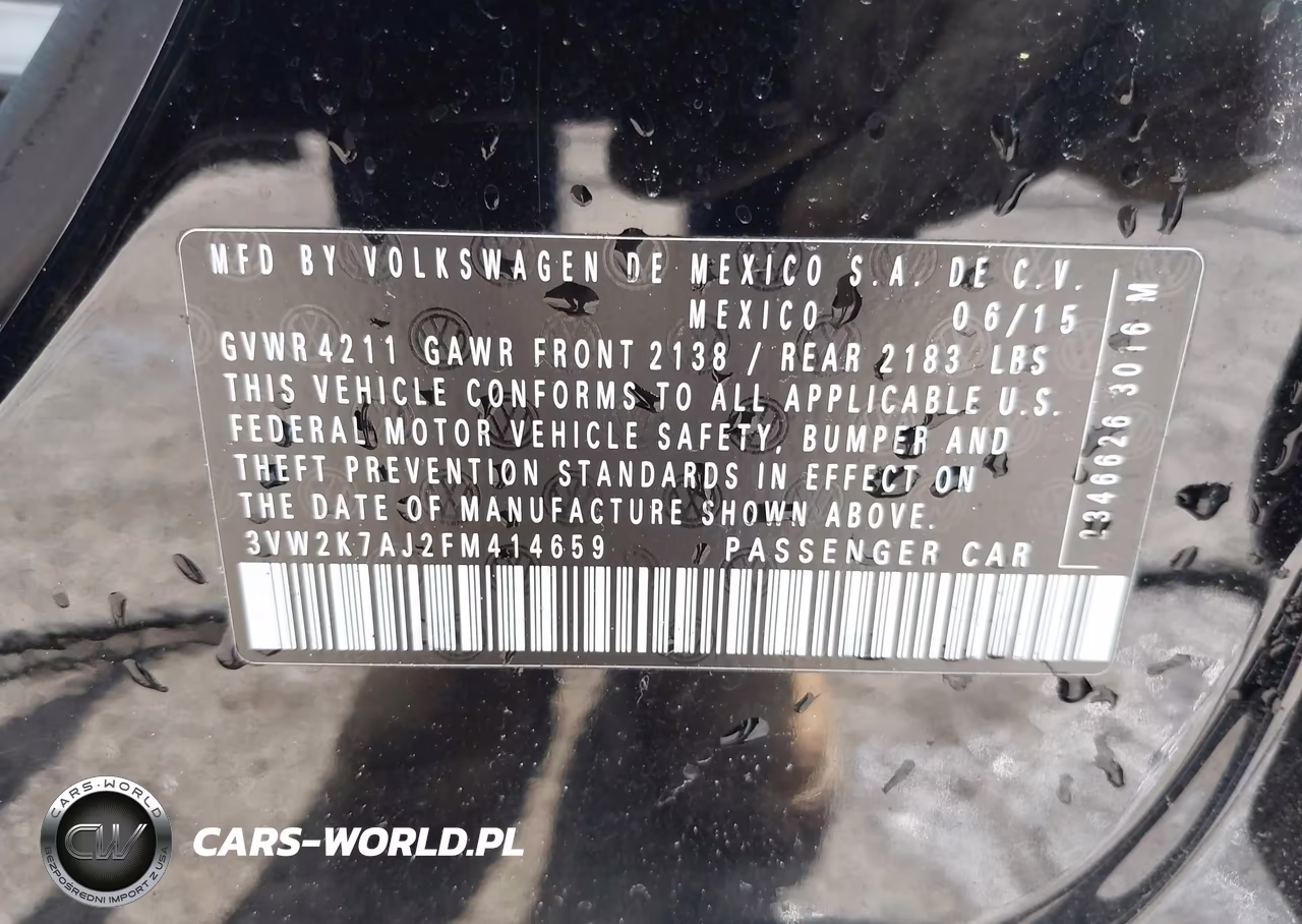 2015 Volkswagen Jetta 2.0L S VIN:3VW2K7AJ2FM414659 - 9
