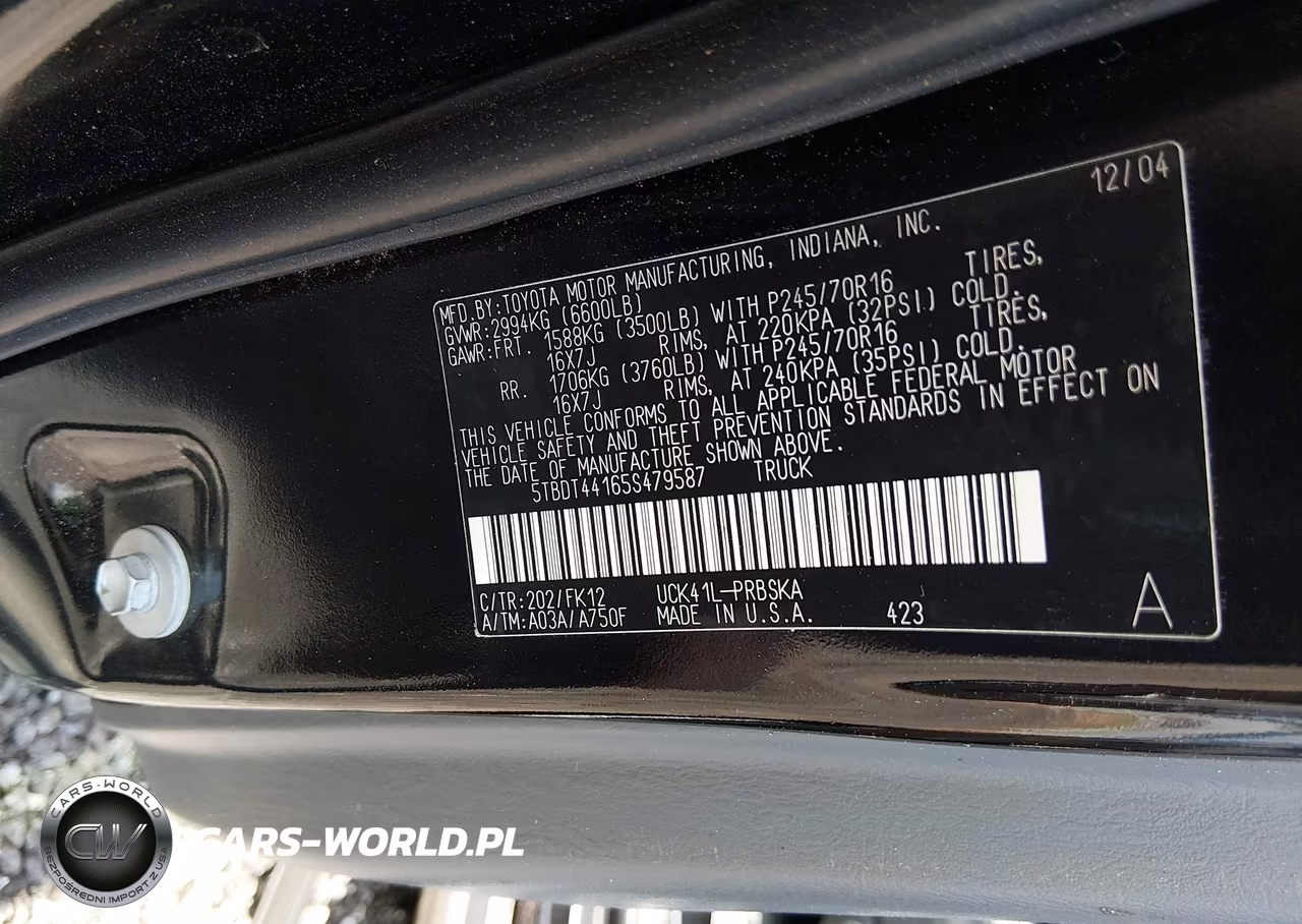 2005 Toyota Tundra Sr5 V8 VIN:5TBDT44165S479587 - 9